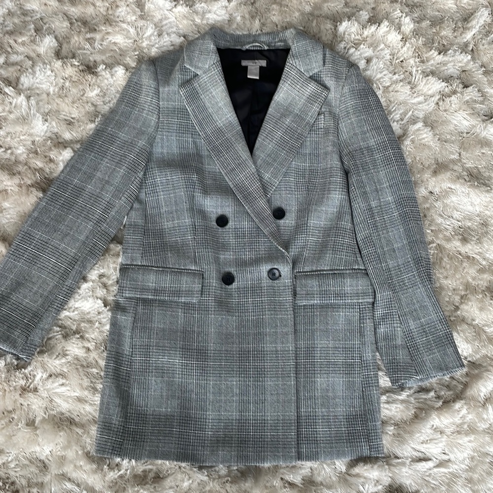 H&M Black & White Plaid Blazer